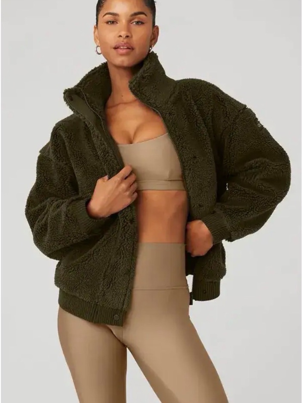 ALO Yoga Black Varcity Sherpa Jacket